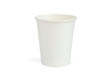 Weißer Kaffeebecher, PLA beschichtet 240ml/8oz.
