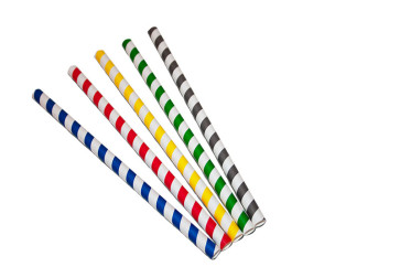 Papierstrohhalme, gestreift verschiedene Farben, 21 cm