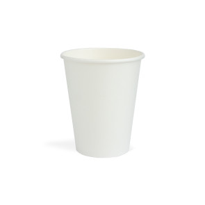 Weißer Kaffeebecher, PLA beschichtet 360ml/12oz.